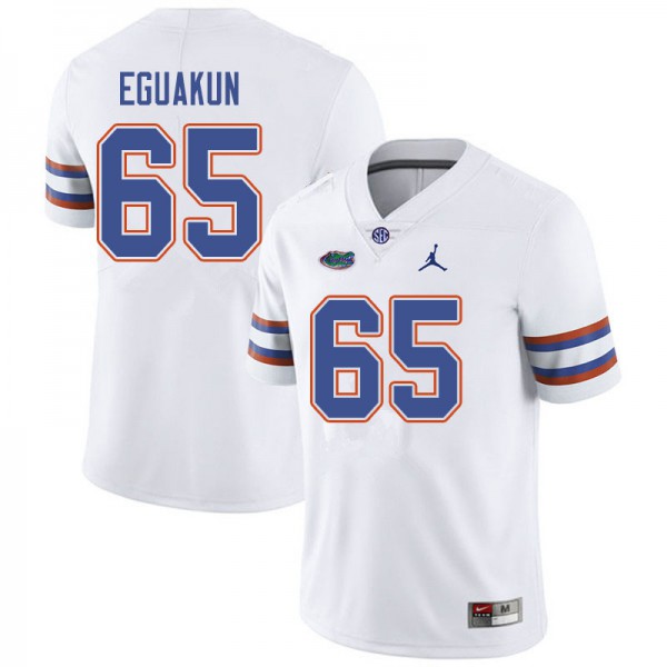 Jordan Brand Men #65 Kingsley Eguakun Florida Gators College Football Jersey White